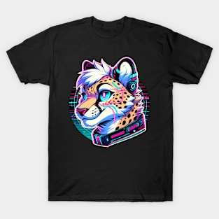 Cyberpunk Neon Furry Anthro Cheetah T-Shirt